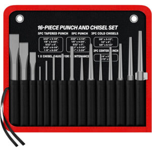 16-Piece Punch and Chisel Set with Storage Pouch