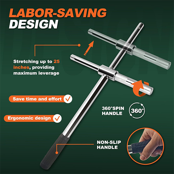 25'' Heavy Duty Extended Lug Wrench with Blow Storage Case - Image 4