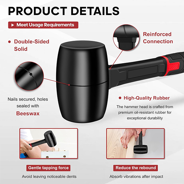 16oz Rubber Mallet Hammer - Image 3