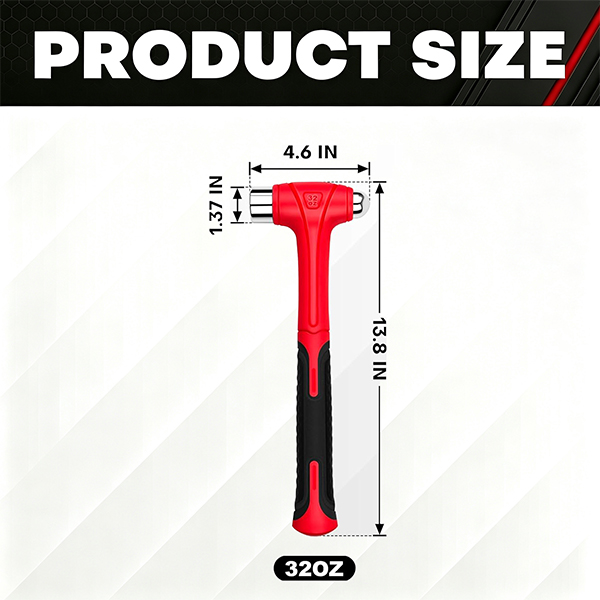 YIYITOOLS 32oz Ball Peen Hammer-Forged Steel Head, Fiberglass Handle with TPR Grip - Image 2