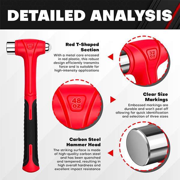 3 Piece Ball Peen Hammer - Image 3