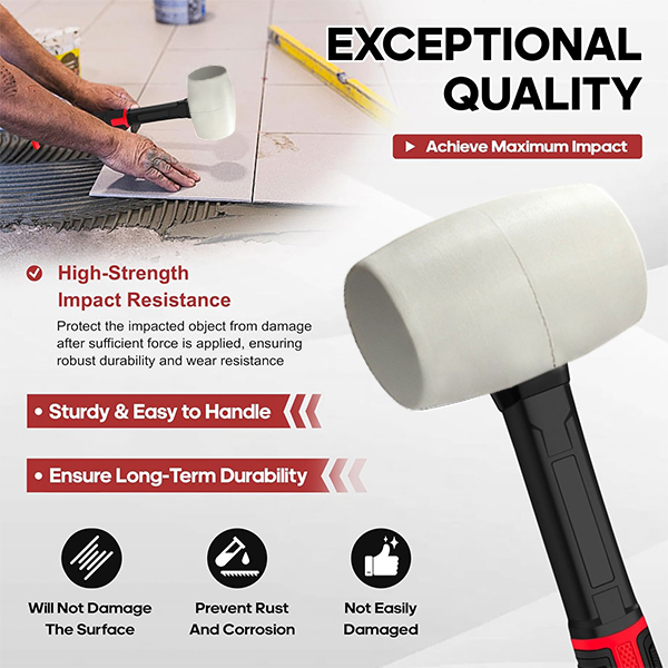 YIYITOOLS 16oz White Rubber Mallet Hammer - Image 5