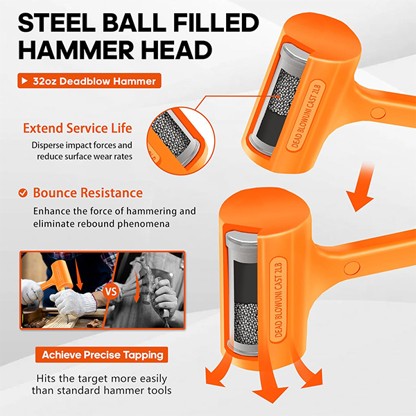 YIYITOOLS 2LB Dead Blow Hammer - Image 4