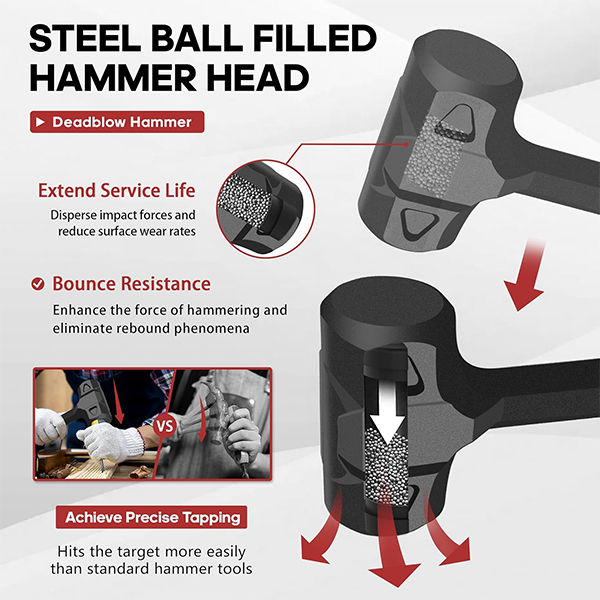YIYITOOLS 3-Piece Dead Blow Hammer Set - Image 4