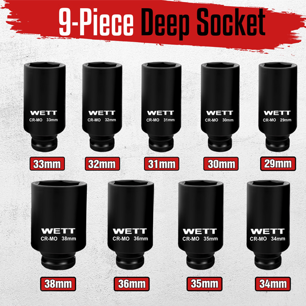 1/2" Drive Deep Large Impact Socket Set - Image 2