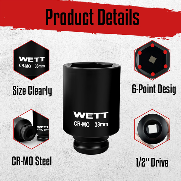 1/2" Drive Deep Large Impact Socket Set - Image 4