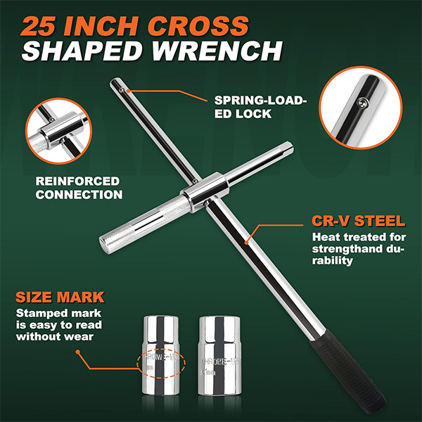 25'' Heavy Duty Extended Lug Wrench with Blow Storage Case - Image 3