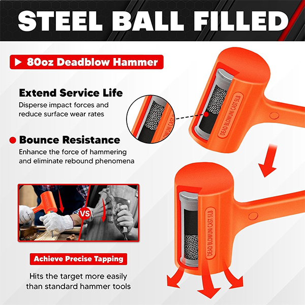 YIYITOOLS 5LB Dead Blow Hammer - Image 4