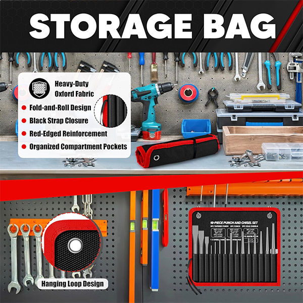 16-Piece Punch and Chisel Set with Storage Pouch - Image 8