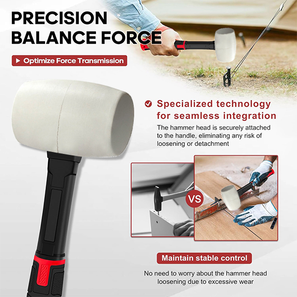 YIYITOOLS 16oz White Rubber Mallet Hammer - Image 6