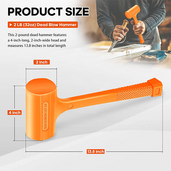 YIYITOOLS 2LB Dead Blow Hammer - Image 2