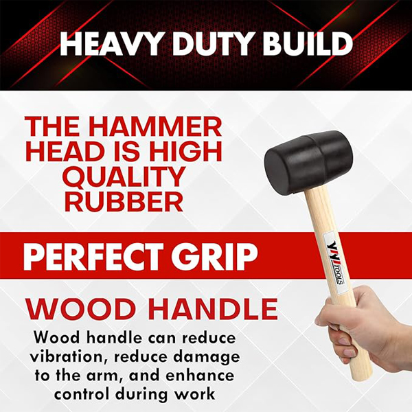 Rubber Mallet Hammer With Wood Handle - Image 6