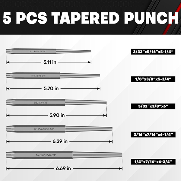16-Piece Punch and Chisel Set with Storage Pouch - Image 3