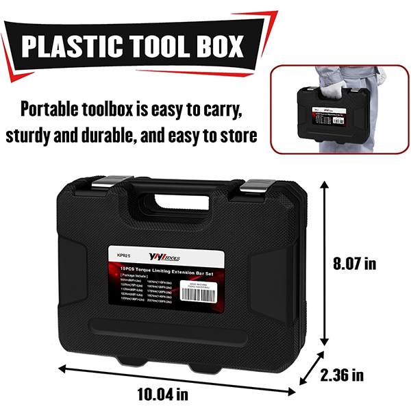10Pcs 1/2" Drive Torque Limiting Extension Bar Set - Image 2