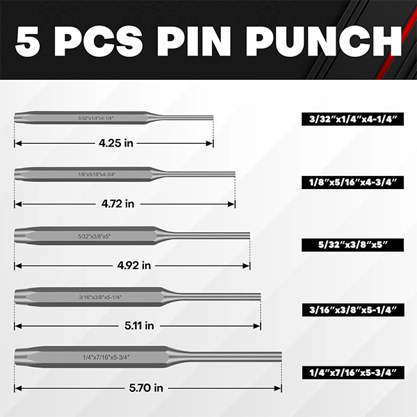 16-Piece Punch and Chisel Set with Storage Pouch - Image 2