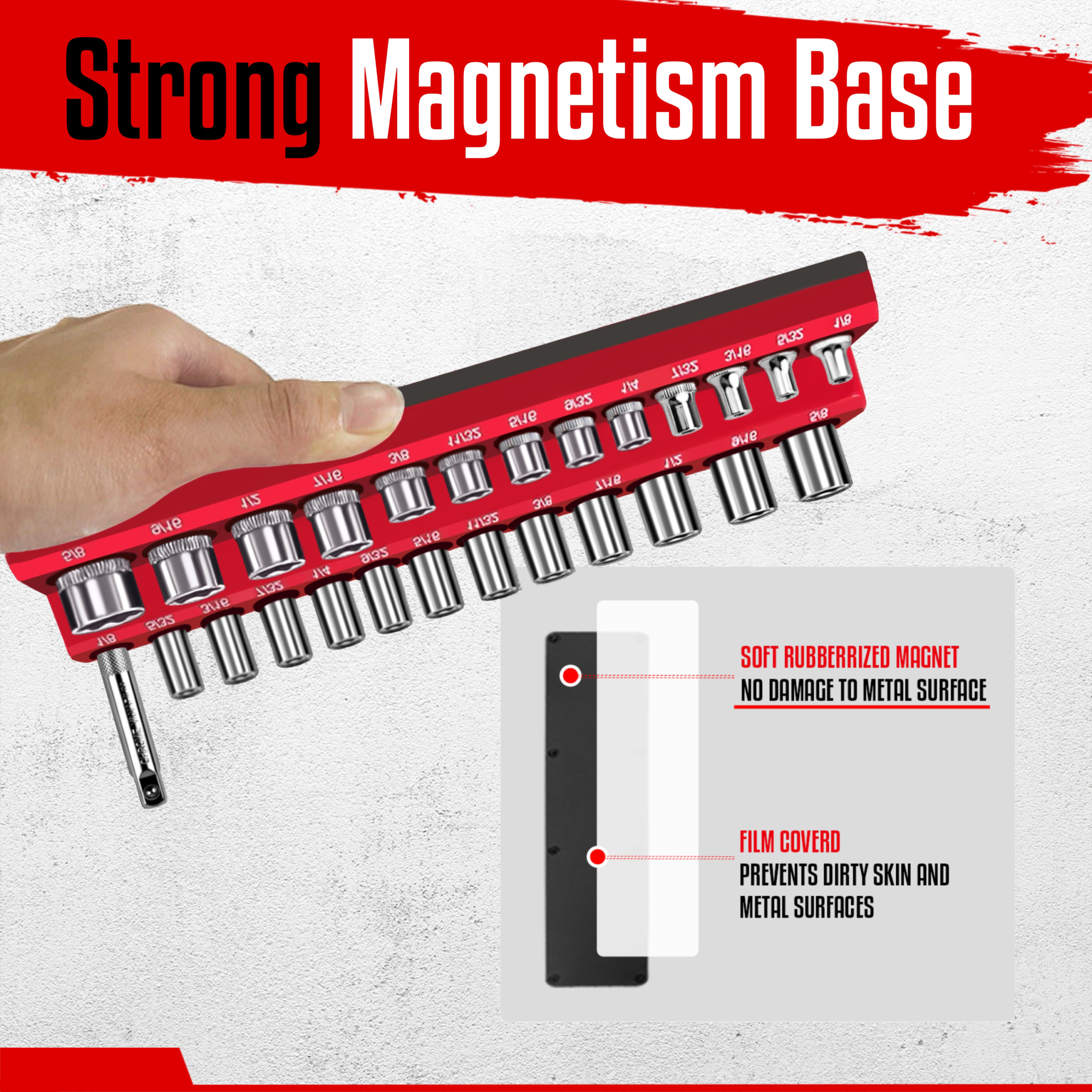 6-Piece Magnetic Socket Holder Set, SAE & Metric Socket Organizer for 1/4",3/8",1/2" Drive - Image 6