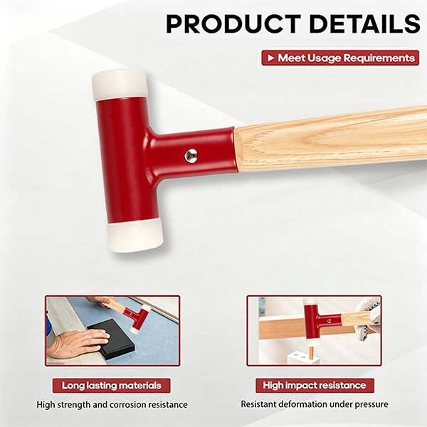 YIYITOOLS 30 mm Dead-Blow Installation Hammer with Walnut Wood Handle - Image 5