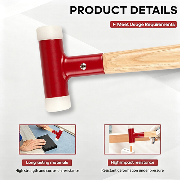 YIYITOOLS 50 mm Dead-Blow Installation Hammer with Walnut Wood Handle - Image 3