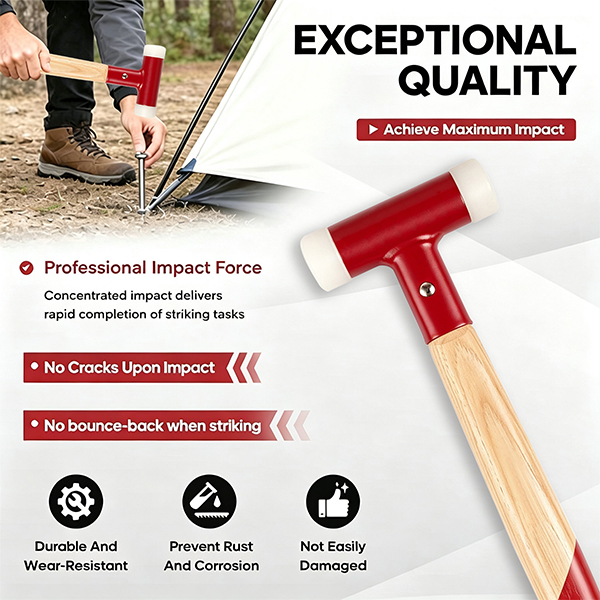 YIYITOOLS 60 mm Dead-Blow Installation Hammer with Walnut Wood Handle - Image 4