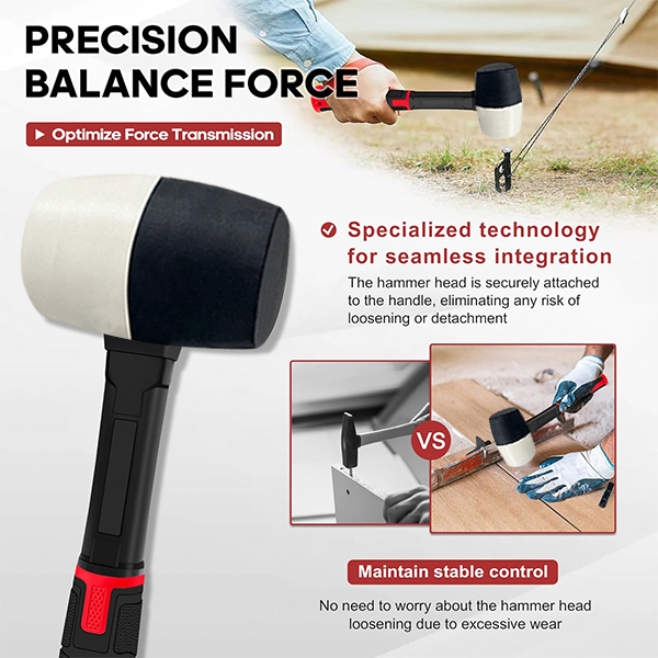 YIYITOOLS 16oz Black-and-White Rubber Mallet Hammer - Image 7