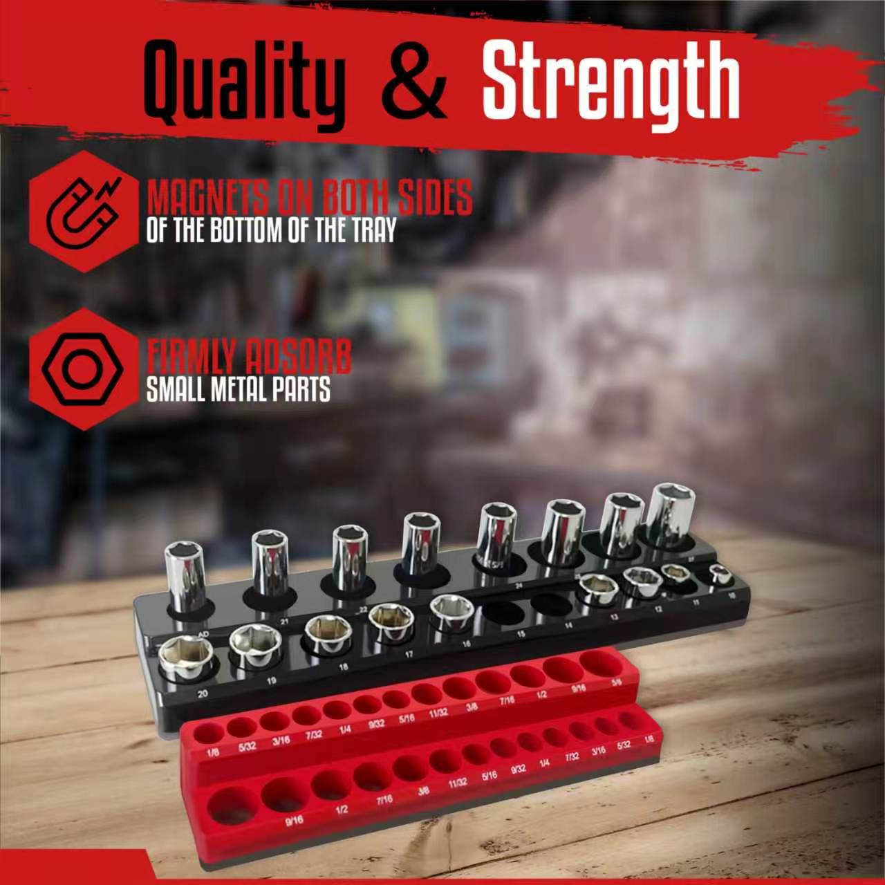 6-Piece Magnetic Socket Holder Set, SAE & Metric Socket Organizer for 1/4",3/8",1/2" Drive - Image 8